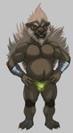 3_toes 4_fingers anthro bandage bandaged_arm bandaged_foot beard belly big_biceps big_deltoids big_muscles big_pecs blue_ears brown_arms brown_belly brown_body brown_chest brown_claws brown_ears brown_face brown_feet brown_fingers brown_fur brown_hands brown_legs brown_neck brown_nose brown_pawpads brown_pubes brown_toes bulge cheek_tuft chin_tuft claws clothed clothed_anthro clothed_male clothing deltoids detailed_bulge ear_tuft ears_aside eyebrows facial_hair facial_tuft feet fingers front_view fur genital_outline gold_(metal) gold_jewelry gold_ring grey_background hand_on_hip head_tuft huge_deltoids huge_muscles huge_pecs humanoid_hands jewelry knee_pads looking_forward male male_anthro manly muscular muscular_arms muscular_thighs navel nipples open_mouth open_smile pawpads pecs penis_outline pink_nipples plantigrade pubes serratus short simple_background skimpy smile solo standing stocky tan_beard tan_eyebrows thick_neck toes topless topless_anthro topless_male tuft wrestler wrestling_briefs bristol zac_(bristol) bear hybrid mammal porcupine rodent 2017 colored digital_drawing_(artwork) digital_media_(artwork) full-length_portrait hi_res portrait shaded