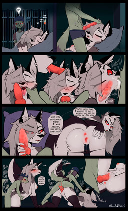 age_difference animal_genitalia animal_penis anthro anus areola biped breasts butt canine_genitalia canine_penis clothed clothing dialogue duo erection fellatio female female_penetrated from_behind_position genitals glk knot larger_female male male/female male_penetrating nipples older_penetrated oral panties panties_down partially_clothed penetration penile penile_penetration penis penis_in_vagina profanity sex size_difference small_dom_big_sub smaller_male sound_effects speech_bubble text thick_thighs underwear underwear_down vaginal vaginal_penetration vulva younger_male loveanddeer1 hellaverse helluva_boss mythology loona_(helluva_boss) the_hellhound_kid canid canid_demon canine demon hellhound mammal mythological_canine mythological_creature absurd_res comic english_text hi_res