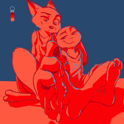 3_toes ambiguous_gender anthro balls barefoot bisexual blue_background blush claws clothed clothing collaborative collaborative_footjob collaborative_sex color_swatch dipstick_ears ear_markings erection facial_markings feet female foot_fetish foot_focus foot_play footjob fur fur_markings genitals group group_sex half-closed_eyes head_markings jewelry macro male male/ambiguous markings micro multicolored_ears narrowed_eyes necklace nude oversized_footjob pawpads paws penis sex shirt simple_background sitting size_difference smile squish tank_top threesome toe_claws toes topwear trio ittybittykittytittys disney zootopia jack_savage judy_hopps nick_wilde canid canine fox lagomorph leporid mammal rabbit red_fox true_fox 2019 hi_res restricted_palette