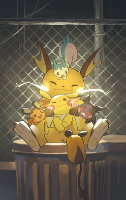;3 ambiguous_gender angry anthro black_body black_fur buckteeth electricity eyes_closed featureless_crotch feral fur group one_eye_closed open_mouth orange_body pawpads paws red_eyes sitting size_difference tail teeth trash_can whiskers white_body yellow_body hakkentai_pkdn nintendo pokemon dedenne generation_1_pokemon generation_4_pokemon generation_6_pokemon generation_8_pokemon mammal morpeko morpeko_(hangry_mode) murid pachirisu pikachu pokemon_(species) raichu rodent sciurid 2026 hi_res