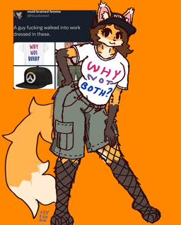 anthro barefoot big_breasts bisexual_pride_colors bottomwear breasts brown_body brown_fur brown_hair cargo_shorts clothed clothing feet female fishnet_clothing fishnet_legwear fur hair legwear lgbt_pride long_hair multicolored_body multicolored_fur orange_body orange_fur pride_colors shorts simple_background slightly_chubby solo white_body white_fur sillyfoxjade blizzard_entertainment meme_clothing overwatch jade_(sillyfoxjade) canid canine fox mammal hi_res meme trans_(lore) trans_woman_(lore)
