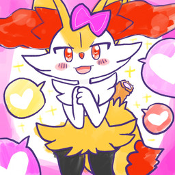 accessory ambiguous_anthro ambiguous_gender anthro biped blush blush_stickers border bow_ribbon dipstick_tail food front_view hair_accessory hair_bow hair_ribbon hands_together heart_eyes heart_symbol looking_at_viewer markings open_mouth open_smile ribbons shrimp_(food) simple_background smile solo sparkles speech_bubble standing tail tail_markings annyui0611 nintendo pokemon braixen canid generation_6_pokemon mammal pokemon_(species) 1:1 2024 digital_drawing_(artwork) digital_media_(artwork) hi_res japanese_description pictographics portrait three-quarter_portrait translated_description