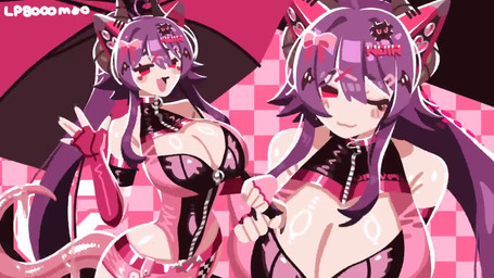 accessory armwear belt bottomwear bouncing_breasts bow_ribbon breasts cat_headphones cleavage cleavage_cutout clothed clothing cutout dragon_tail elbow_gloves female fingerless_gloves gesture glistening glistening_breasts gloves hair hair_accessory hairpin handwear horn hotpants leotard minishorts one_eye_closed purple_hair shorts smile solo umbrella waving wink zipper lp8000mao mythology animal_humanoid dragon dragon_humanoid humanoid mythological_creature mythological_scalie scalie 16:9 2d_animation animated motion_tweening no_sound short_playtime video widescreen