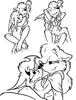anthro between_breasts breasts duo eyes_closed face_between_breasts female from_front_position lying male male/female missionary_position nose_to_nose on_back on_bottom on_top reverse_cowgirl_position sex smile spread_legs spreading david_hopkins jack_(webcomic) amanda_royale drip_(jack) canid canine fox mammal murid murine rat rodent comic hi_res monochrome