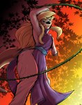 anthro blonde_hair blue_eyes clothed_male clothing hair leaf_background long_hair male otter_tail purple_clothing solo vine_whip pandottermon yu_yu_hakusho mammal mustelid otter hi_res