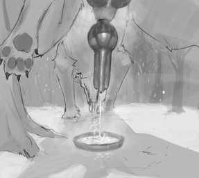 all_fours animal_genitalia animal_penis backsack balls bodily_fluids bowl breath canine_genitalia canine_penis container cum cum_drip cum_in_bowl cum_in_container cumshot dripping ejaculation excessive_cum excessive_genital_fluids feral genital_fluids genitals knot low-angle_view male musk musky_balls musky_penis panting paws penis pet_bowl saliva sheath snow solo corvidtree canid canine mammal hi_res sketch