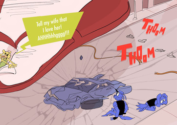 anthro between_toes car clothing cracked_ground crush crushed_vehicle feet fingerless_gloves gloves group handwear larger_male macro male police police_car police_cruiser police_officer police_tap police_vehicle screaming size_difference smaller_male stepped_on stuck_between_toes text toes traffic_cone vehicle dudenahuel richard_(dudenahuel) avian bird canid canine canis domestic_dog lagomorph leporid mammal procyonid rabbit raccoon 2023 absurd_res colored_sketch english_text hi_res sketch