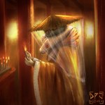 clothing fire hat headgear headwear incense ins monk robe straw_hat temple veil dirtypaperjoe python reptile scalie snake 2024 absurd_res digital_media_(artwork) digital_painting_(artwork) hi_res