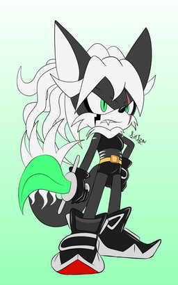 anthro black_body black_clothing black_footwear black_fur black_shoes black_topwear clothing female footwear fur green_eyes hair melee_weapon scar shoes solo sword tail topwear weapon white_hair sirjzau sega sonic_forces sonic_the_hedgehog_(series) aurora_the_jackal fan_character canid canine canis jackal mammal 5:8 absurd_res hi_res