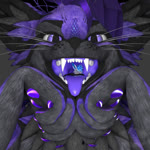 anthro blue_body blue_fur blue_hair bodily_fluids duo front_view fur green_eyes grey_body grey_fur hair macro male male/male micro mictyxfox mouth_closed open_mouth oral_vore predator/prey purple_body purple_eyes purple_fur purple_hair purple_mouth saliva saliva_string snout swallowing teeth throat tongue tongue_out uvula vore whiskers white_body white_fur captain_tofu ender_(enderowy) canid canine fox jex jexouium mammal rexouium animated no_sound webm