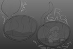 ambiguous_gender belly bodily_fluids duo feral gradient_background internal low_view male oral_vore organs rumbling_stomach shocked simple_background stomach stomach_acid sweat vore young young_feral rogero_(artist) mario_bros new_super_mario_bros._u nintendo mario baby_yoshi human mammal yoshi 3:2 hi_res monochrome