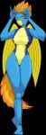 anthro anthrofied biped breasts brown_eyes clothing eyewear feathered_wings feathers female goggles hair looking_at_viewer multicolored_hair orange_hair simple_background skinsuit solo standing tight_clothing transparent_background two_tone_hair wings yellow_body yellow_feathers xlblackinklx friendship_is_magic hasbro my_little_pony mythology spitfire_(mlp) wonderbolts_(mlp) equid equine mammal mythological_creature mythological_equine pegasus 2013 alpha_channel hi_res