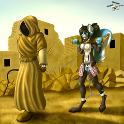 ankle_cuffs anthro areola bdsm belt bit_gag black_hair bondage bound breasts captured chain cuff_(restraint) detailed_background digitigrade drone_(vehicle) duo female gag gagged genitals hair machine muzzle_(object) muzzled nipples purple_eyes restraints shackles slave stocks stuck vulva walking tales_foxdale ambiguous_species mammal rodent sciurid tree_squirrel 1:1 2018 digital_media_(artwork) hi_res