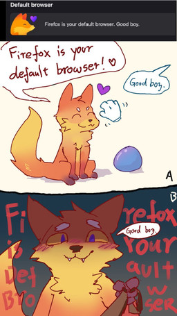 5_fingers :3 anthro ball blush brown_leash chest_tuft dialogue dominant eyes_closed fingers floating_hands front_view fur grey_background heart_symbol holding_leash holding_object leash leashed_viewer looking_at_viewer male orange_body orange_fur petting purple_heart shadow_on_face simple_background sitting smile smiling_at_viewer smug solo solo_focus speech_bubble standing text three-quarter_view tuft white_background ldev firefox mozilla kit_(mozilla_firefox) canid canine fox mammal 2026 digital_drawing_(artwork) digital_media_(artwork) english_text hi_res multiple_scenes