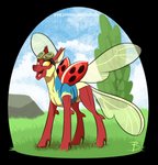 clothing detailed_background eyewear female goggles insect_wings open_mouth outside skinsuit solo tight_clothing wings inuhoshi-to-darkpen friendship_is_magic hasbro my_little_pony coccinella_(oc) fan_character arthropod changeling reformed_changeling alpha_channel hi_res