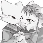 anthro anthro_on_anthro asian_clothing black_eyes bodily_fluids cheek_tuft claws clothed clothing crying daww dress duo east_asian_clothing eye_contact facial_tuft female female_anthro finger_claws fully_clothed fur hand_holding headdress kemono looking_at_another male male/female male_anthro monotone_body monotone_fur mouthless nuzzling robe romantic romantic_couple simple_background tears tears_of_joy tender three-quarter_view tuft wedding_dress wedding_veil white_background white_body white_ears white_fur liqueurmask nine_sols red_candle_games heng_(nine_sols) yi_(nine_sols) felid feline mammal solarian 1:1 2024 bust_portrait dated greyscale monochrome portrait shaded signature brother_(lore) brother_and_sister_(lore) incest_(lore) sibling_(lore) sister_(lore)