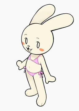 anthro bikini blush blush_stickers clothing female female_anthro flat_chested fur high-angle_view looking_at_viewer mitten_hands monotone_body monotone_fur open_mouth open_smile pink_bikini pink_clothing pink_swimwear simple_background smile solo standing swimwear three-quarter_view two-piece_swimsuit white_background white_body white_fur gaturo there_she_is doki lagomorph leporid mammal rabbit 2025 digital_drawing_(artwork) digital_media_(artwork) flat_colors full-length_portrait hi_res portrait