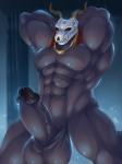 2018 3:4 5_fingers abs anthro balls barazoku biceps big_balls big_penis blush bna_v5 bodily_fluids bone close-up demon elias_ainsworth erection eyes_closed fangs fingers front_view genitals hi_res horn huge_balls huge_penis humanoid_genitalia humanoid_penis looking_at_viewer male mammal manly muscular muscular_anthro muscular_male navel nude pecs penis pose presenting presenting_penis red_eyes sharp_teeth shy skull skull_head solo standing sweat teeth the_ancient_magus_bride thick_penis thick_thighs triceps undead vein veiny_penis