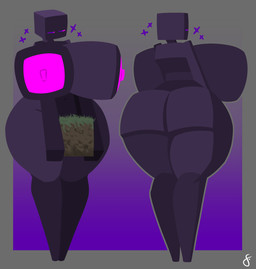 areola big_breasts big_butt biped block breasts butt female female_humanoid front_view holding_block nipples purple_eyes rear_view simple_background solo standing thick_thighs forsakenedbread microsoft minecraft mojang xbox_game_studios enderman humanoid 2025 digital_media_(artwork) hi_res signature
