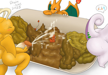anthro bathtub bodily_fluids buried buried_in_feces butt cum cumshot diarrhea ejaculation feces feces_in_ass feces_on_body feces_on_ground feces_pile female genital_fluids genitals glans group heart_symbol holding_nose holding_penis humanoid_genitalia humanoid_penis male male/female male/male masturbation orange_body orgasm penis pooping pooping_on_another pooping_on_floor pooping_together purple_body scatplay simple_background simultaneous_orgasms sitting_on_bathtub sweat white_background drain_scat mythology nintendo pokemon charizard charmeleon dragon dragonite generation_1_pokemon generation_6_pokemon goodra mythological_creature mythological_scalie pokemon_(species) reptile scalie hi_res