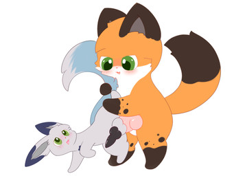 age_difference anal anal_penetration animal_genitalia animal_penis anthro anthro_on_feral anthro_penetrating anthro_penetrating_feral balls bestiality big_penis black_penis blush brown_body brown_fur brush_tail canine_genitalia canine_penis dipstick_tail duo feral feral_penetrated from_behind_position fur genitals green_eyes heart_(marking) hip_grab knot large_penetration larger_male leg_markings looking_at_another looking_pleasured male male/male male_penetrated male_penetrating male_penetrating_male markings open_mouth orange_body orange_fur penetration penile penile_penetration penis penis_in_ass sex size_difference smaller_male smaller_penetrated socks_(marking) tail tail_grab tail_markings white_body white_fur bmq angelo_(schattenflamme) lua_(yakukitsu) canid canine domestic_cat felid feline felis fox hybrid mammal 4:3 hi_res