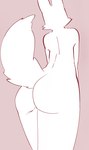 ambiguous_gender anthro butt cheek_tuft faceless_ambiguous faceless_anthro faceless_character facial_tuft pink_background rear_view simple_background solo standing tail tuft hardscales ambiguous_species hi_res partially_colored