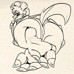 3_toes anthro anthrofied bangs barefoot biped black_eyebrows blep blush bottomwear butt cheek_tuft claws clothed clothing crossed_feet cute_fangs eyebrows eyelashes facial_tuft fangs feet feet_together female foot_focus foreshortening freckles fur hair head_tuft humanoid_feet inviting looking_at_viewer looking_back looking_back_at_viewer miniskirt panties perspective plantigrade pokemorph presenting rear_view simple_background skirt smile smiling_at_viewer snaggle_tooth soles solo tail tail_tuft tail_under_skirt teasing teeth thick_eyelashes toe_claws toes tongue tongue_out tuft underwear white_background dogeoisie nintendo pokemon fan_character fang_the_weavile generation_4_pokemon mammal pokemon_(species) weavile 1:1 2022 digital_drawing_(artwork) digital_media_(artwork) hi_res line_art monochrome