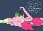 absurd_res alligator alligatorid anthro big_breasts big_butt breasts butt clothed clothing crocodilian digital_media_(artwork) duo earth_pony english_text equid equine female friendship_is_magic gummy_(mlp) hasbro hi_res horse hugtastic_pinkie_pie male mammal my_little_pony pinkie_pie_(mlp) pony reptile scalie somescrub text topless