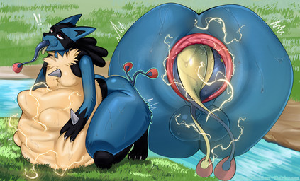 3_fingers abdominal_bulge anal anal_orgasm anal_penetration anal_vore anthro anus anus_focus backsack balls belly belly_inflation big_belly big_butt black_body black_fur black_legs black_nose blue_body blue_fur bodily_fluids body_inflation body_invasion bottomless butt butt_focus clothed clothing creature_inside crouching double_anal double_penetration eel_insertion ejaculation electricity electrostimulation expansion eye_roll feet femboy femboy_pred fingers fish_insertion fish_tail fur gaping gaping_anus genital_expansion genital_fluids genital_focus genitals glistening glistening_body grass group hand_on_belly hands-free head_first head_in_anus head_in_ass head_in_mouth head_in_pussy head_insertion huge_belly hyper hyper_belly inflation landscape lightning living_insertion living_insertion_play looking_pleasured looking_up lying male messy multiple_prey narrowed_eyes nude on_front open_mouth oral oral_penetration oral_vore orgasm partially_inside penetration pink_anus plant presenting presenting_anus presenting_hindquarters puffy_anus red_eyes river riverbank shadow sitting sitting_on_ground spread_anus spreading struggling struggling_pred sweat sweatdrop sweaty_balls sweaty_butt sweaty_genitalia sweaty_legs sweaty_thighs thick_thighs three_prey_at_once toes topless triple_penetration two_prey_same_hole unbirthing vaginal vore water wide_hips yellow_body yellow_fur golden~darkness nintendo pokemon eelektrik generation_4_pokemon generation_5_pokemon lucario pokemon_(species) invalid_background hi_res