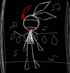 anthro black_background blindfold blood bodily_fluids bow_tie clothed clothing crying_blood dress female halo musical_note musical_symbol polygons simple_background smile solo stick_arms stick_calves stick_legs stick_limbs stick_thighs symbol thin_calves thin_legs thin_thighs white_line_art wings lazyphantasmagoria sony_corporation sony_interactive_entertainment vib-ribbon vibri lagomorph leporid mammal rabbit 2021 colored_line_art digital_media_(artwork) hi_res monochrome