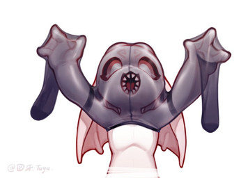 ambiguous_gender anthro clothing fangs featureless_chest flat_chested legwear looking_at_viewer open_mouth red_sclera simple_background solo stockings teeth tongue white_body white_eyes ty_poor microsoft ori_(series) xbox_game_studios fan_character ruby_(ty_poor) aquatic fish guardian_spirit hybrid 2025 signature