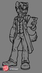 anthro clipboard clothing coat doctor dress_pants dress_shoes eyewear glasses grinning_at_viewer lab_coat male necktie round_glasses solo suit suit_vest topwear predaguy sega sonic_the_hedgehog_(series) dexter_the_hyena fan_character hyena mammal hi_res sketch