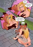 absurd_res anthro anthro_pred aroused blizzard_entertainment blonde_hair blush bodily_fluids breast_grab breast_squish breasts canid canine comic detailed_background dialogue duo english_text female female/female female_prey fox glomp hair hand_on_breast head_first hi_res human human_prey humanoid hunnter mammal nom open_mouth oral_vore saliva semi_willing_vore soft_vore squish stormwind stretched_mouth text thought_bubble vicky_the_vulpera vore vulpera warcraft willing_pred willing_prey