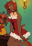 anthro clothing countershading female flower footwear hair high_heels holidays plant plantigrade shoes solo vase osato-kun christmas opal_(jellydoeopal) bear mammal sun_bear ursine 2017 hi_res