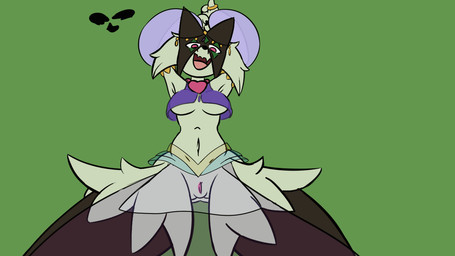 anthro bottomwear breasts clothing dancer_outfit dancing female fur genitals green_background green_body green_fur heart_symbol holowear_(pokemon) loincloth looking_at_viewer medium_breasts open_mouth open_smile pose presenting presenting_vulva simple_background smile solo translucent translucent_clothing translucent_loincloth under_boob vulva lewd_angel nintendo pokemon pokemon_unite dancer_style_meowscarada felid feline generation_9_pokemon mammal meowscarada pokemon_(species) 16:9 2d_animation animated colored digital_media_(artwork) frame_by_frame widescreen