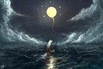 ambiguous_gender anthro clothed clothing cloud detailed_background holding_object moon night partially_submerged sea sky solo star starry_sky topwear water tomtc dr_rabbit_(tomtc) lagomorph leporid mammal rabbit 2018 dated hi_res