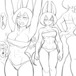 2021 abs anthro bandeau breasts butt canid canine canis clothing colo crotch_lines dobermann dog_knight_rpg domestic_dog female jeane_(ceehaz) mammal monochrome muscular muscular_female panties pinscher rory_(ceehaz) sketch topwear under_boob underwear