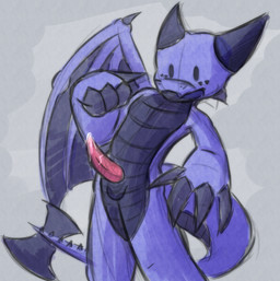 balls blue_body bodily_fluids claws cum dot_eyes genital_fluids genitals grey_background horn male one_wing penis pink_penis purple_balls purple_body purple_claws purple_horn purple_tail red_penis simple_background simple_eyes solo tail tapering_penis text wings markedbythebeast mythology theta_(markedbythebeast) dragon mythological_creature mythological_scalie reptile scalie 2025 absurd_res digital_drawing_(artwork) digital_media_(artwork) hi_res shaded sketch