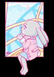 anthro clothed clothing female outline simple_background solo transparent_background weketa disney zootopia judy_hopps lagomorph leporid mammal rabbit 2017 alpha_channel hi_res