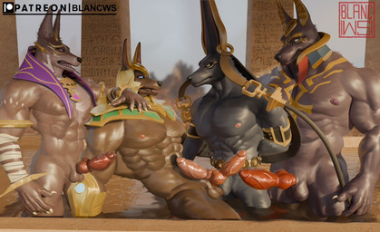abs animal_genitalia animal_penis anthro armor balls barazoku biceps black_body black_fur black_sclera canine_genitalia canine_penis deltoids egyptian_architecture erection eyewear fur genitals glans group headgear headgear_only helmet helmet_only knot looking_at_another male male/male muscular muscular_anthro muscular_male nipples nude obliques pecs penis swimming_pool vein veiny_penis yellow_eyes blancws anothereidos_of_dragon_vein_r dislyte egyptian_mythology league_of_legends lilith_games middle_eastern_mythology mythology riot_games tencent xxl_woofia anuberus_(xxl_woofia) drew_(dislyte) jalam_(anothereidos_r) nasus_(lol) anubian_jackal canid canine canis jackal mammal 3d_(artwork) digital_media_(artwork)