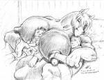 2001 anthro big_breasts big_nipples black_and_white breasts clothed clothing cuddling draft_horse equid equine female gideon group heavy_draft_horse horse huge_breasts huge_nipples human hyper hyper_breasts male mammal monochrome montgomery_glands nazi nipples nude russian_heavy_draft_horse sleeping