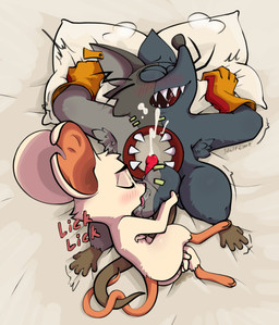 anthro armpit_hair ball_fondling ball_lick balls bandage bed big_balls blue_body blue_fur blush blush_lines bodily_fluids body_hair butt cheek_tuft clothing duo ear_piercing ear_tag ejaculating_on_self ejaculation entwined_tails eyebrows eyes_closed facial_tuft fangs female fingering fingering_self fondling fur furniture genital_fluids genitals gloves gloves_only grabbing_sheets grey_body grey_fur grey_nose handwear handwear_only licking male male/female masturbation mostly_nude mouse_ears mouse_tail multicolored_body multicolored_fur notched_ear nude open_mouth oral orgasm orgasm_face penis piercing pillow pillow_grab pink_nose raised_eyebrows red_penis saliva saliva_on_balls saliva_string seam_(sewing) sex steam tail tail_coil teeth text tongue tuft vaginal vaginal_fingering vaginal_fluids whiskers white_body half_dime mad_rat_dead mina_the_hollower nippon_ichi_software yacht_club_games mad_rat_(mad_rat_dead) mina_(mina_the_hollower) mammal mouse murid murine rat rodent absurd_res hi_res
