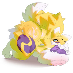 all_fours anthro areola armwear ass_up big_breasts big_butt biped black_sclera blue_eyes breast_squish breasts bridal_gauntlets butt claws clothing dipstick_tail erect_nipples female female_anthro finger_claws fur fur_markings glistening glistening_butt huge_breasts huge_butt looking_at_viewer markings nipples solo squish tail tail_markings thick_thighs white_body white_fur wide_hips yellow_body yellow_fur cc034771 bandai_namco digimon digimon_(species) renamon 1:1 colored digital_media_(artwork) hi_res shaded
