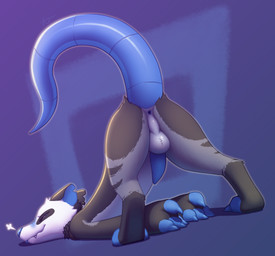 anthro anus ass_up backsack balls blue_penis blush breath butt genitals looking_back male penis perineum presenting presenting_hindquarters raised_tail solo tail tapering_penis anojaa conditional_dnp pavel_(thekoboldking) american_opossum mammal marsupial absurd_res hi_res