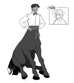 ambiguous_gender bow_tie clothed clothing duo eyewear glasses hair hands_on_hips hooves male scales shirt simple_background sitting tail taurified thought_bubble topwear starfleetrambo european_mythology greek_mythology mythology siren_and_scientist edward_(starfleetrambo) oskar_(starfleetrambo) animal_humanoid aquatic aquatic_humanoid centaur equid equid_taur humanoid humanoid_taur mammal mammal_taur oarfish_humanoid siren taur digital_media_(artwork) monochrome sketch trans_(lore) trans_man_(lore)