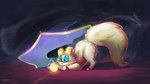 ambiguous_gender ball blue_eyes feral fluffy fluffy_tail fur no_sclera solo tail whiskers white_body white_fur dsw7 fridaflame spiritfarer thunder_lotus_games daffodil_(spiritfarer) domestic_cat felid feline felis mammal 16:9 hi_res widescreen