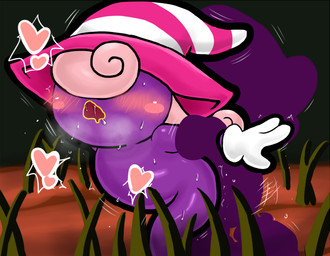 ambiguous_penetration arm_grab arm_pull black_outline blush bodily_fluids bottomless clothed clothing drooling duo female female_focus female_penetrated from_behind_position gloves hair handwear hat headgear headwear heart_symbol hidden_eyes humanoid_on_humanoid legless lips male male/female male_penetrating male_penetrating_female mostly_nude motion_lines not_furry open_mouth outline outside penetration pink_clothing pink_hair pink_headwear prison_guard_position purple_body saliva sex solo_focus topwear white_clothing white_gloves white_handwear white_topwear yellow_lips enigi09 mario_bros nintendo paper_mario vivian_(mario) ghost humanoid shadow_siren spirit digital_media_(artwork) trans_(lore) trans_woman_(lore)