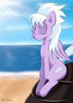 beach blue_body blue_feathers cloud cutie_mark detailed_background eyes_closed feathered_wings feathers female feral hair hooves multicolored_hair outside purple_body purple_feathers sand seaside sky solo wings howl_echoes friendship_is_magic hasbro my_little_pony mythology cloud_chaser_(mlp) equid equine mammal mythological_creature mythological_equine pegasus absurd_res digital_media_(artwork) hi_res