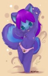 anthro biped blue_eyes blue_markings bulge chest_tuft clothed clothing fur hair looking_at_viewer male markings nipples panties pawpads paws purple_body purple_fur purple_hair solo standing tail topless tuft underwear young young_anthro young_male ende indie_(character) 2009