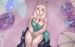 anthro big_breasts black_body black_fur breasts brown_eyes cheek_tuft cleavage clothed clothing dipstick_ears ear_markings ear_tuft eyelashes facial_tuft female floppy_ears fur green_towel high-angle_view hot_spring lop_ears multicolored_ears nails pink_body pink_fur pupils rock sharp_nails sitting slit_pupils solo thick_thighs towel towel_only tuft water wide_hips y.vin nine_sols red_candle_games lady_ethereal_(nine_sols) felid feline mammal solarian absurd_res hi_res